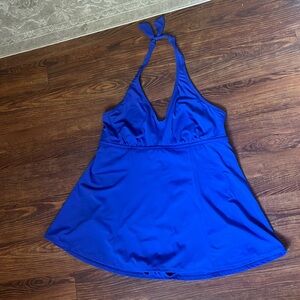 Jentzen Royal Blue Women’s 22W New no Tag Swim Dress One Piece Halter Top